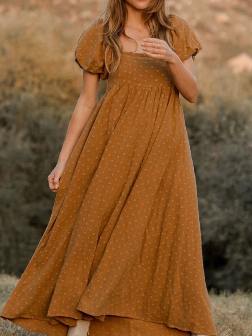 LIKE NEW Rylee and Cru OCEANE Women's Puff-Sleeve Maxi Dress in Mustard Yellow - Picture 9 of 12